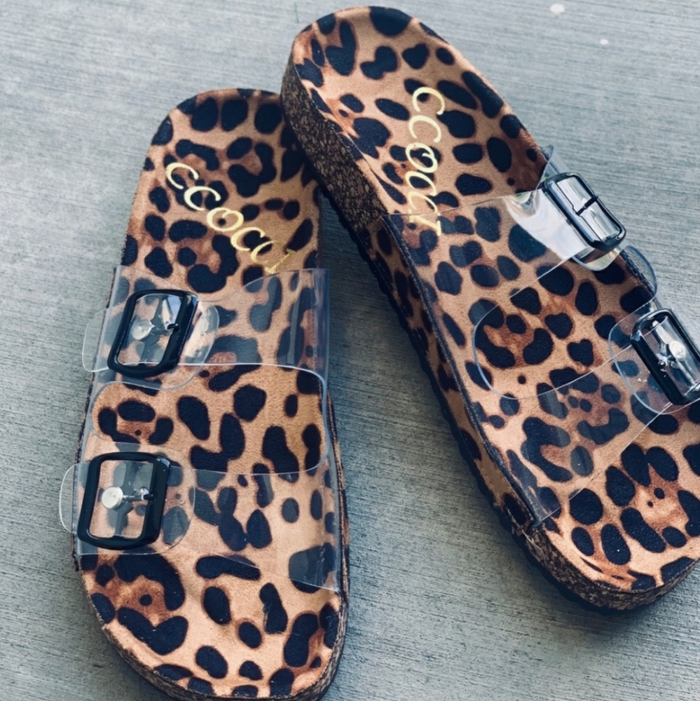 Clear leopard slide on sandal - Picture 7 of 9